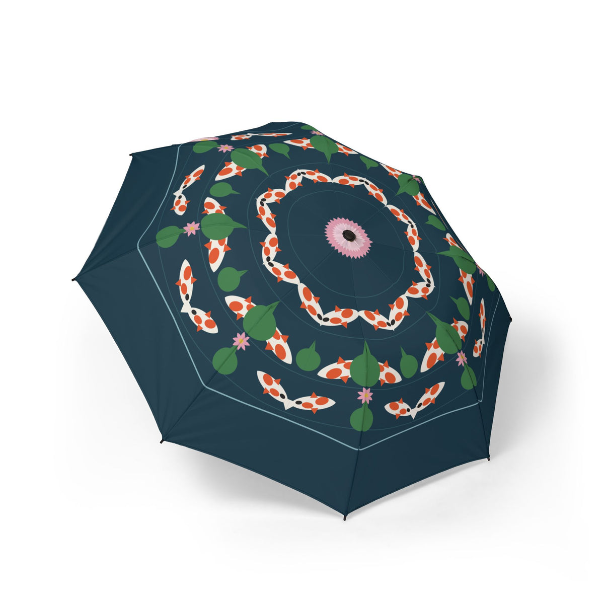The Holstein koi pond folding umbrella, open, seen from above