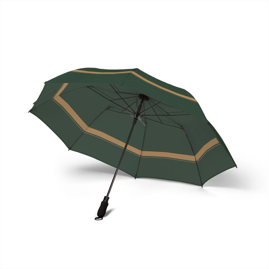 The Sforza green camel-border umbrella, underside with eight ribs