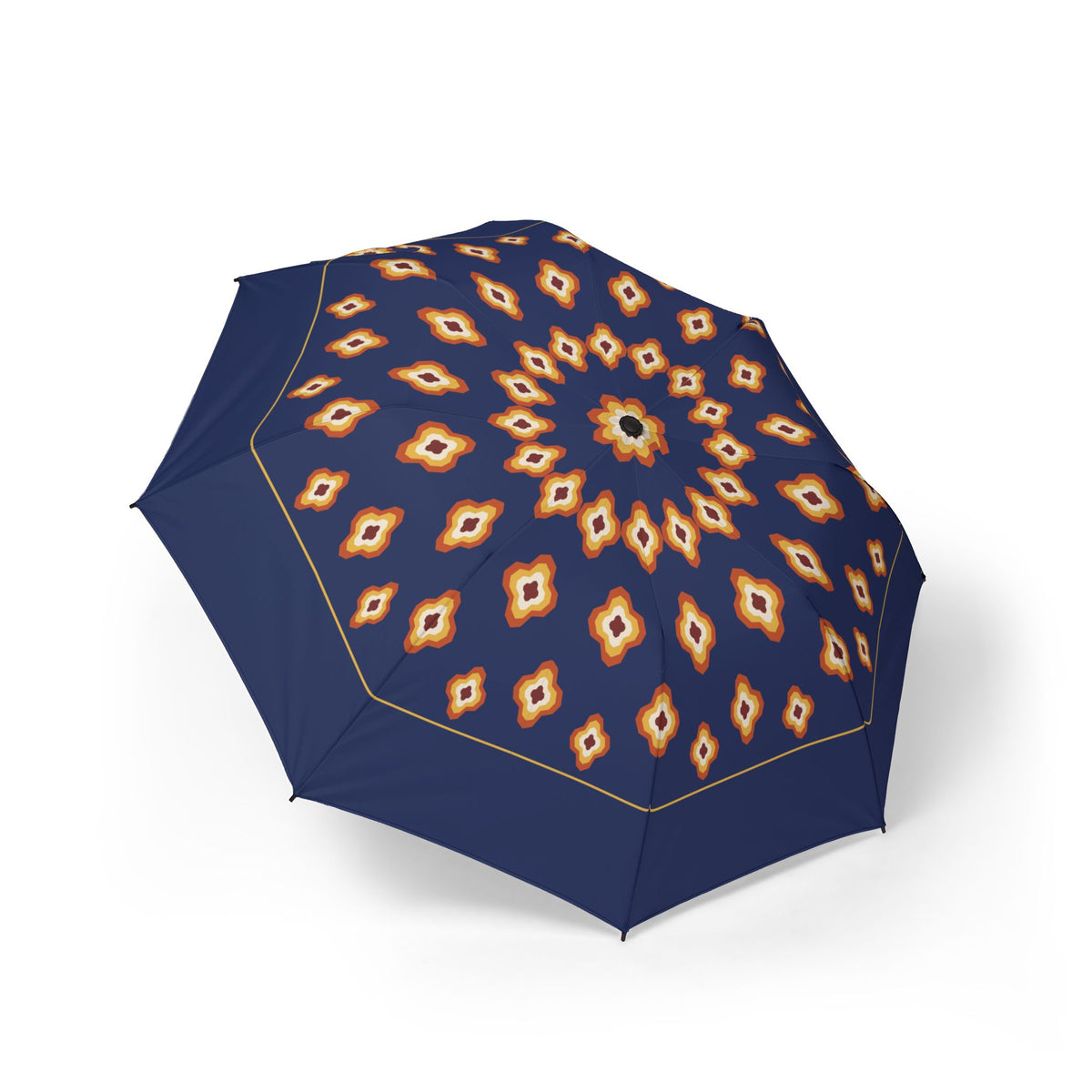 The Durrani ikat diamond folding umbrella, open, seen from above