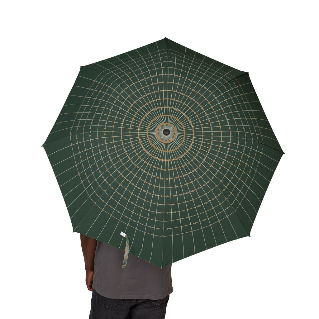 Person holding the Howard garden trellis folding umbrella, canopy from above