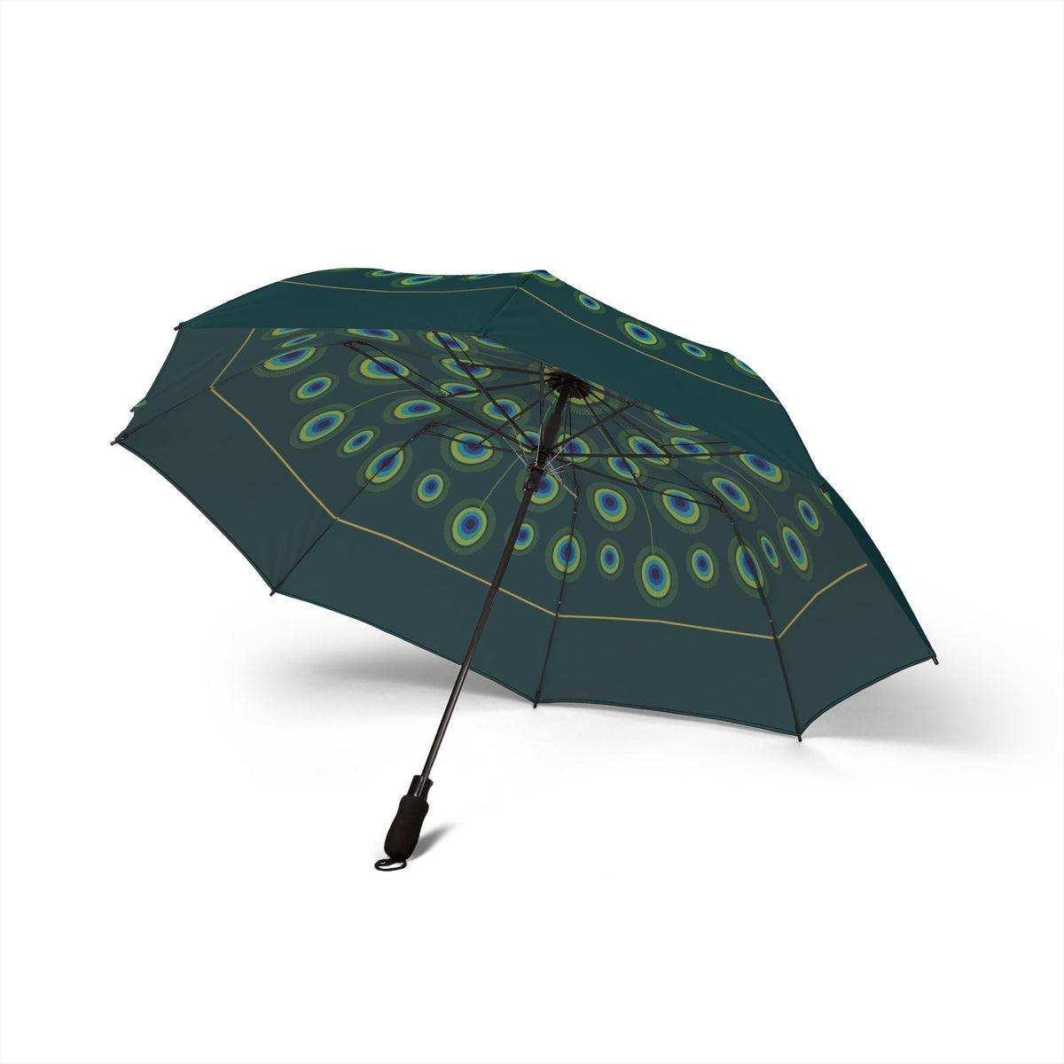 The Orléans peacock feather umbrella, underside with eight ribs