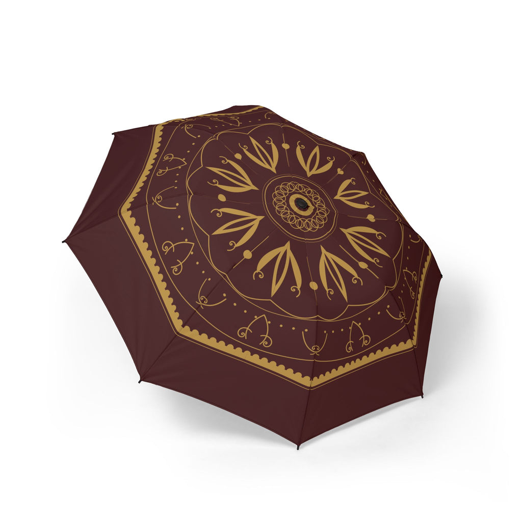 The Habsburg baroque damask folding umbrella, open, seen from above
