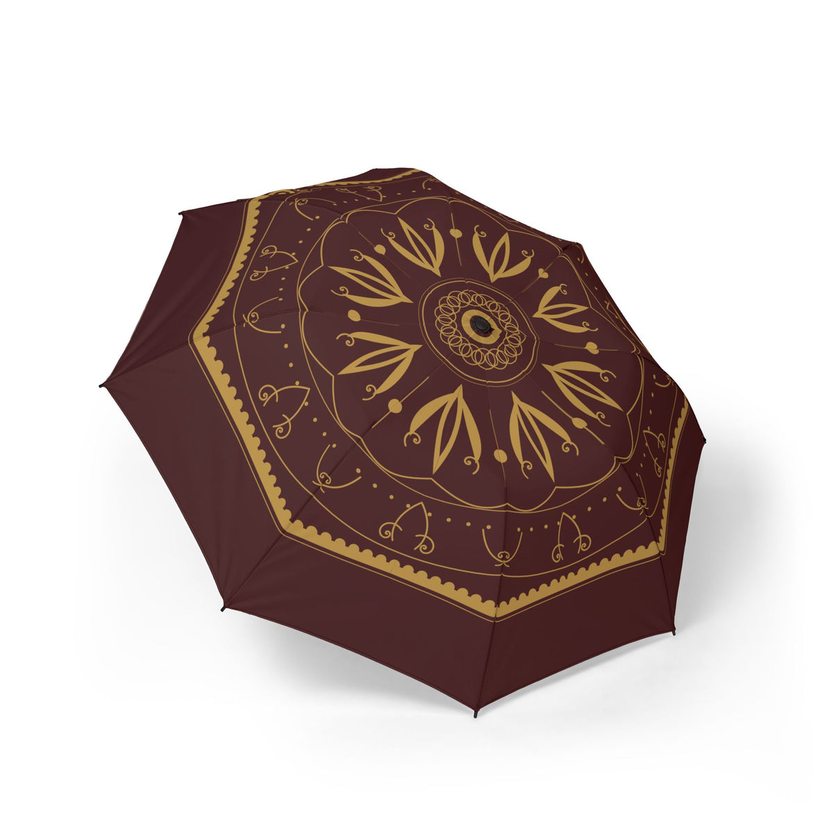The Habsburg baroque damask folding umbrella, open, seen from above