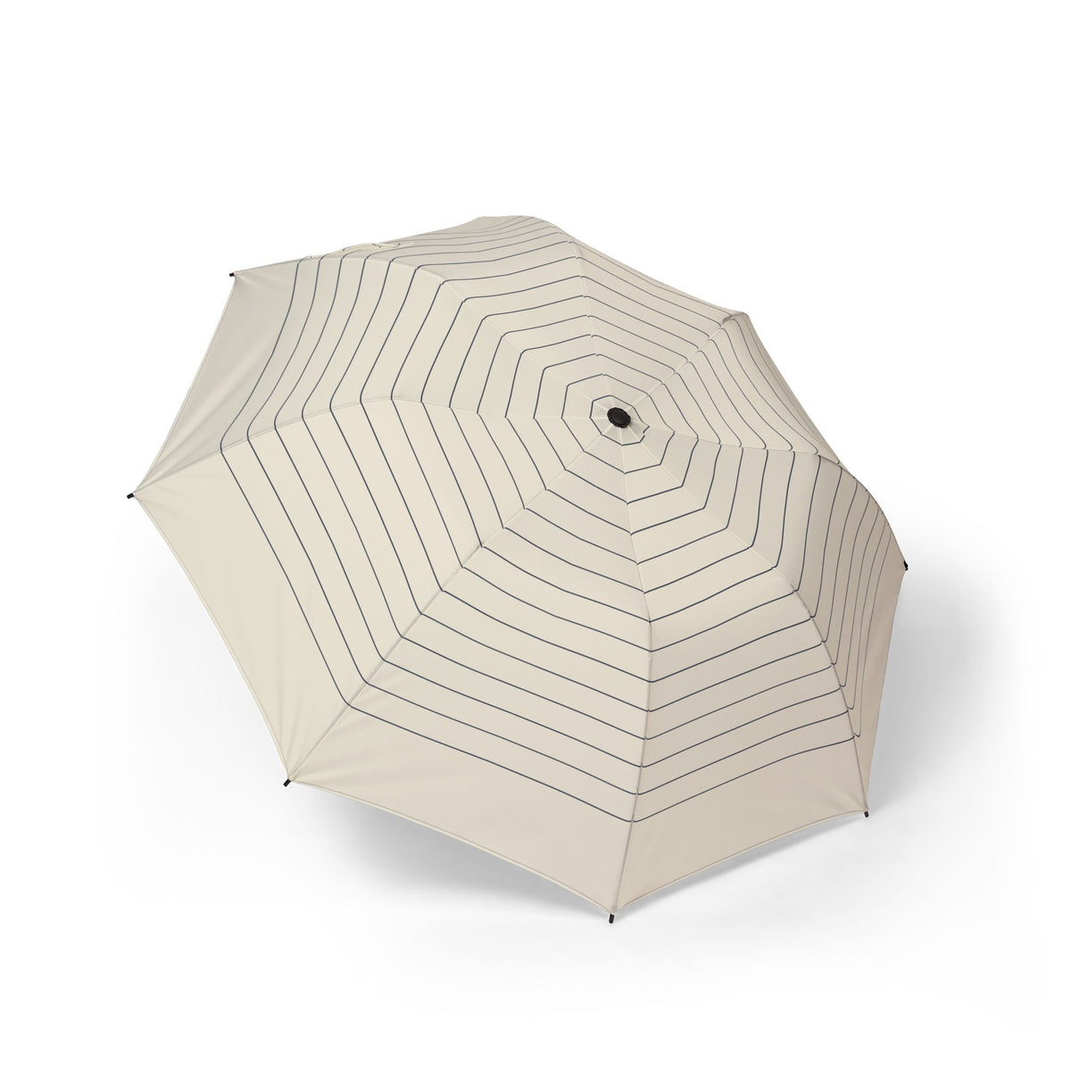 The Schwarzenberg octagon pinstripe folding umbrella, open, seen from above