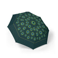 The Orléans peacock feather folding umbrella, open, seen from above