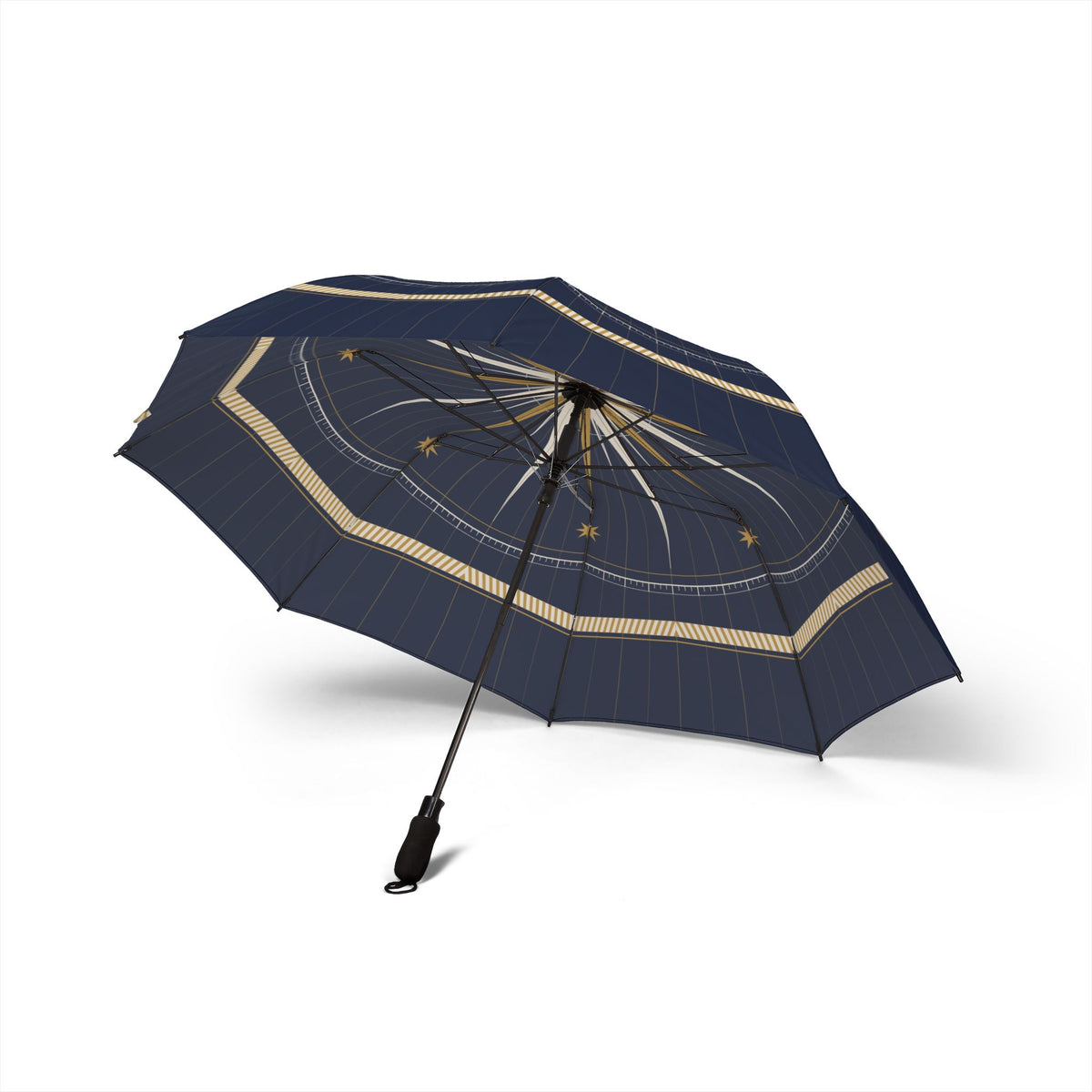 The Grimaldi compass rose umbrella, underside with eight ribs