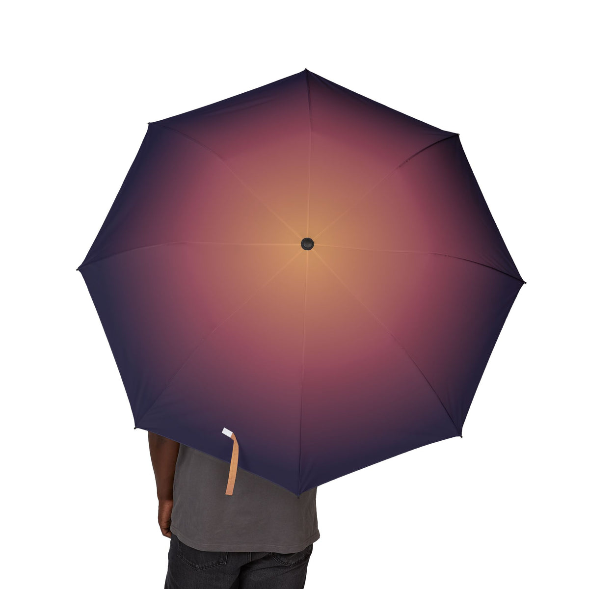 Person holding the Herbert dusk ombré folding umbrella, canopy from above