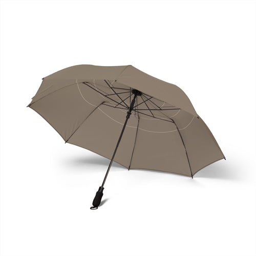 The Carew taupe ring umbrella, underside with eight ribs