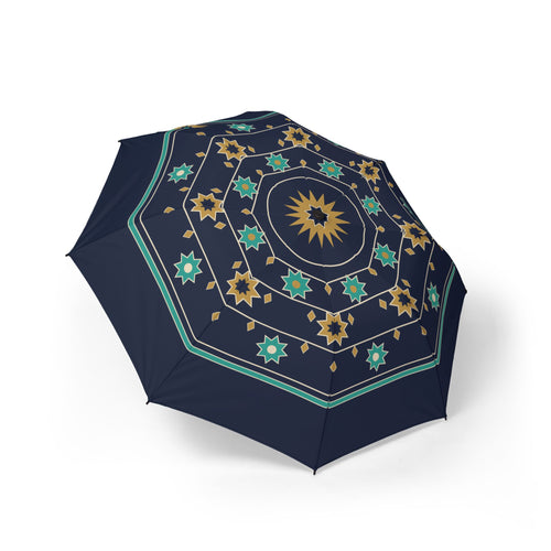 The Aldobrandini Moorish star folding umbrella, open, seen from above