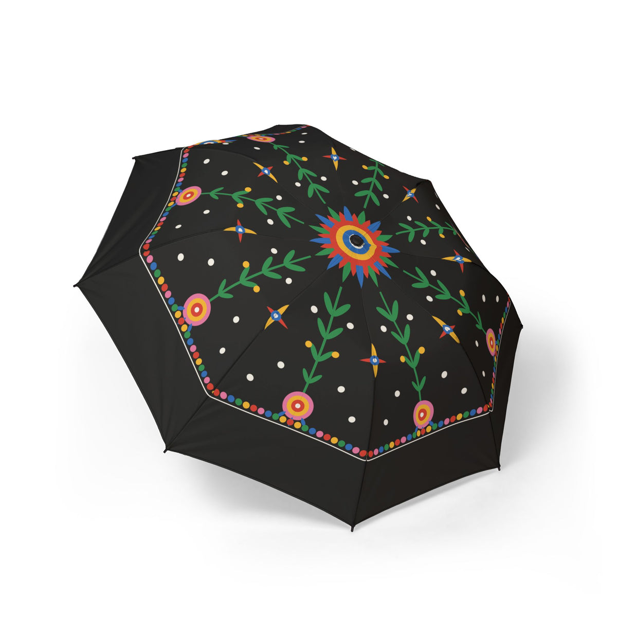 The Jagiellon folk paper-cut folding umbrella, open, seen from above