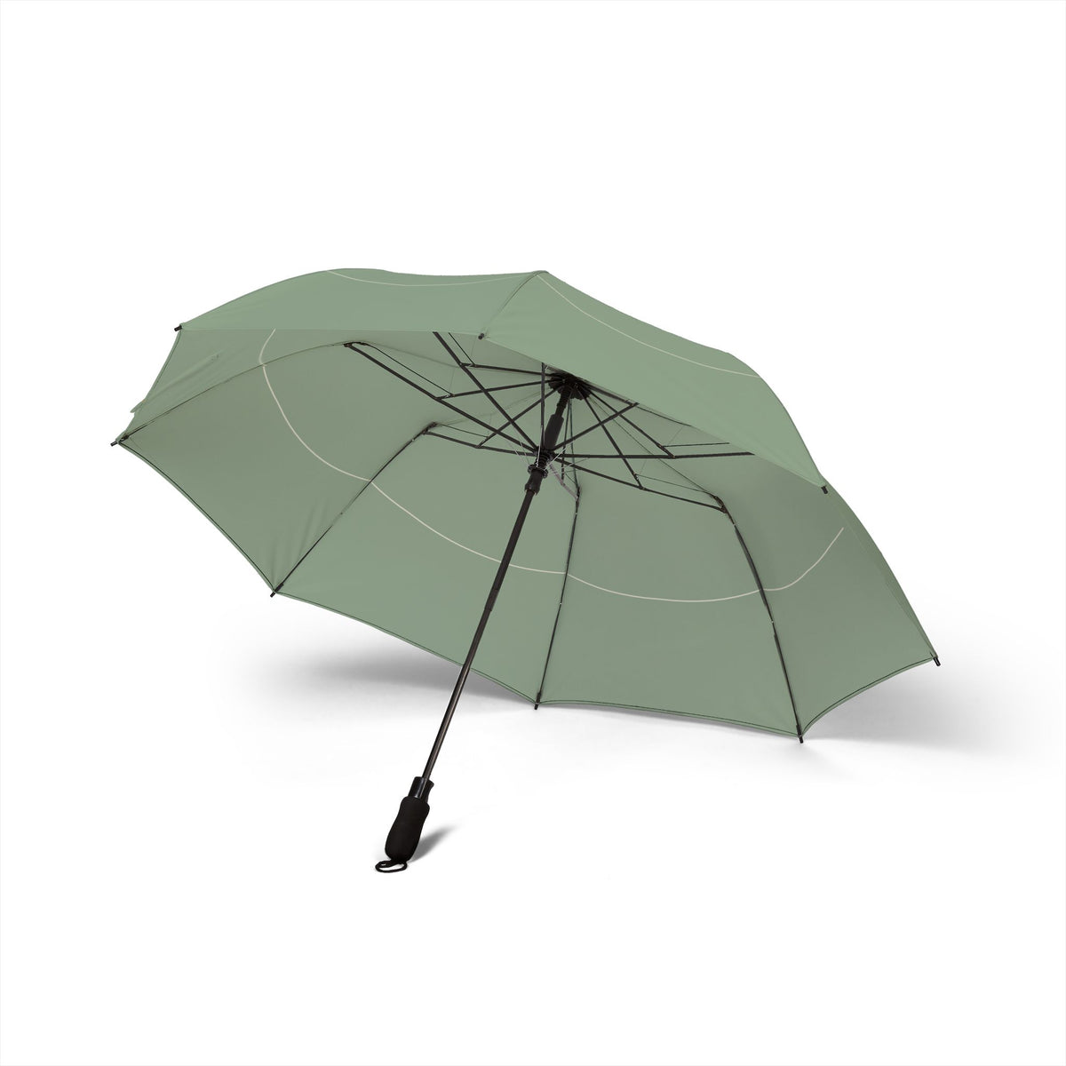 The Mortimer sage hairline umbrella, underside with eight ribs