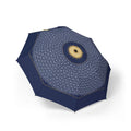 The Wittelsbach indigo wave folding umbrella, open, seen from above