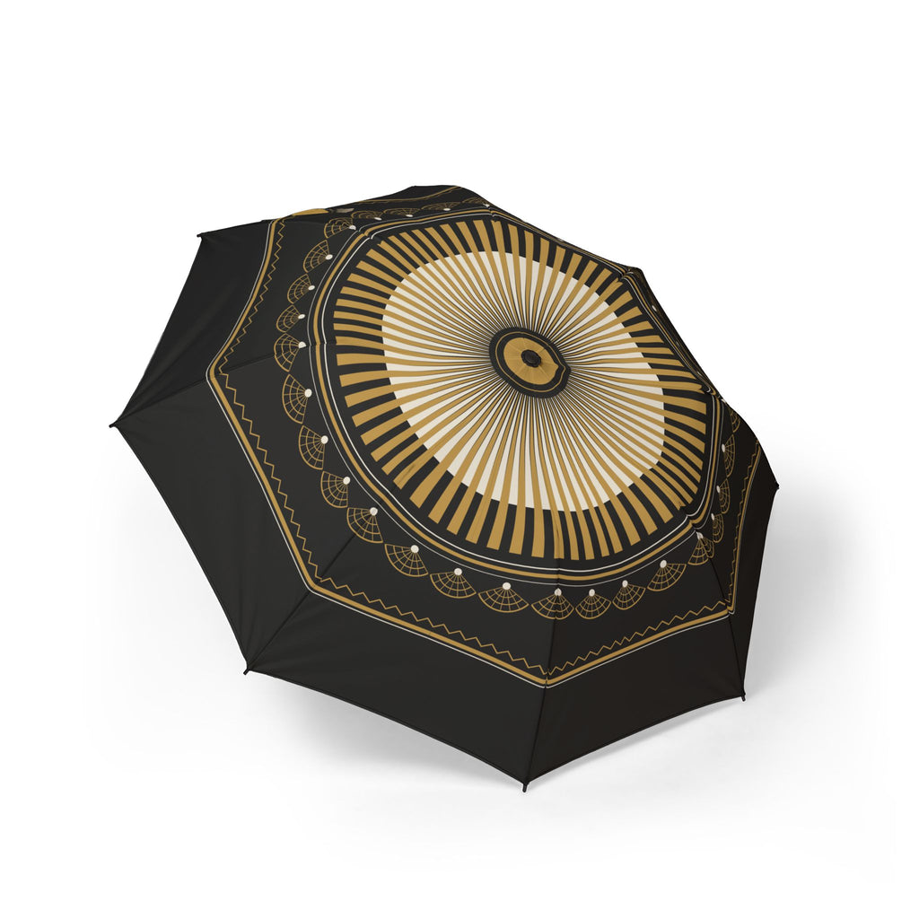 The Bourbon art deco sunburst folding umbrella, open, seen from above