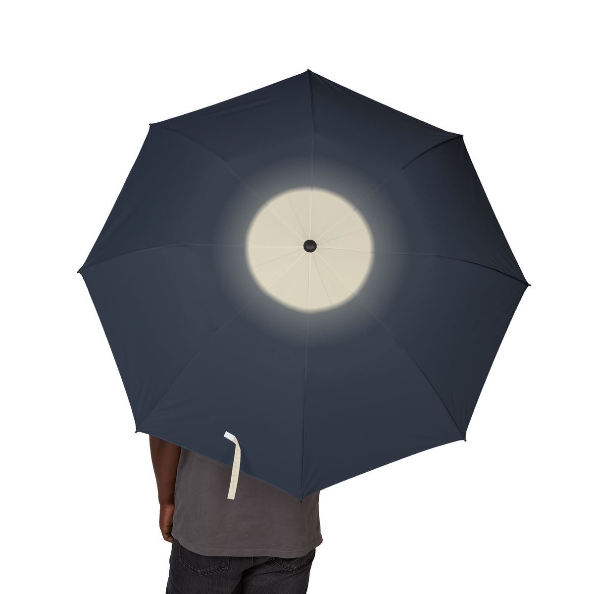 Person holding the Villiers moonlight folding umbrella, canopy from above