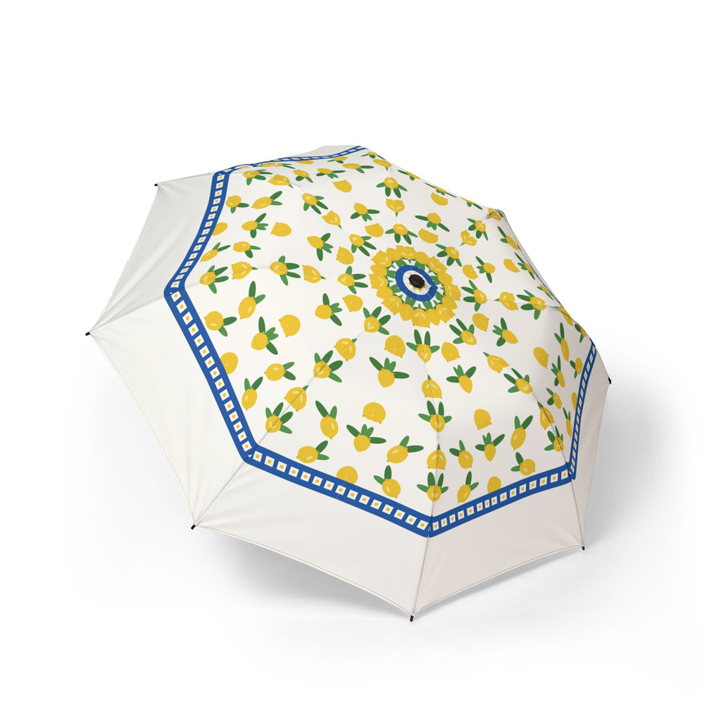 The Caracciolo Amalfi lemon folding umbrella, open, seen from above