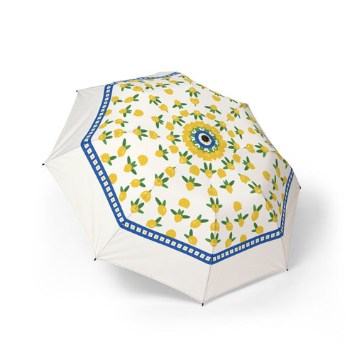 The Caracciolo Amalfi lemon folding umbrella, open, seen from above