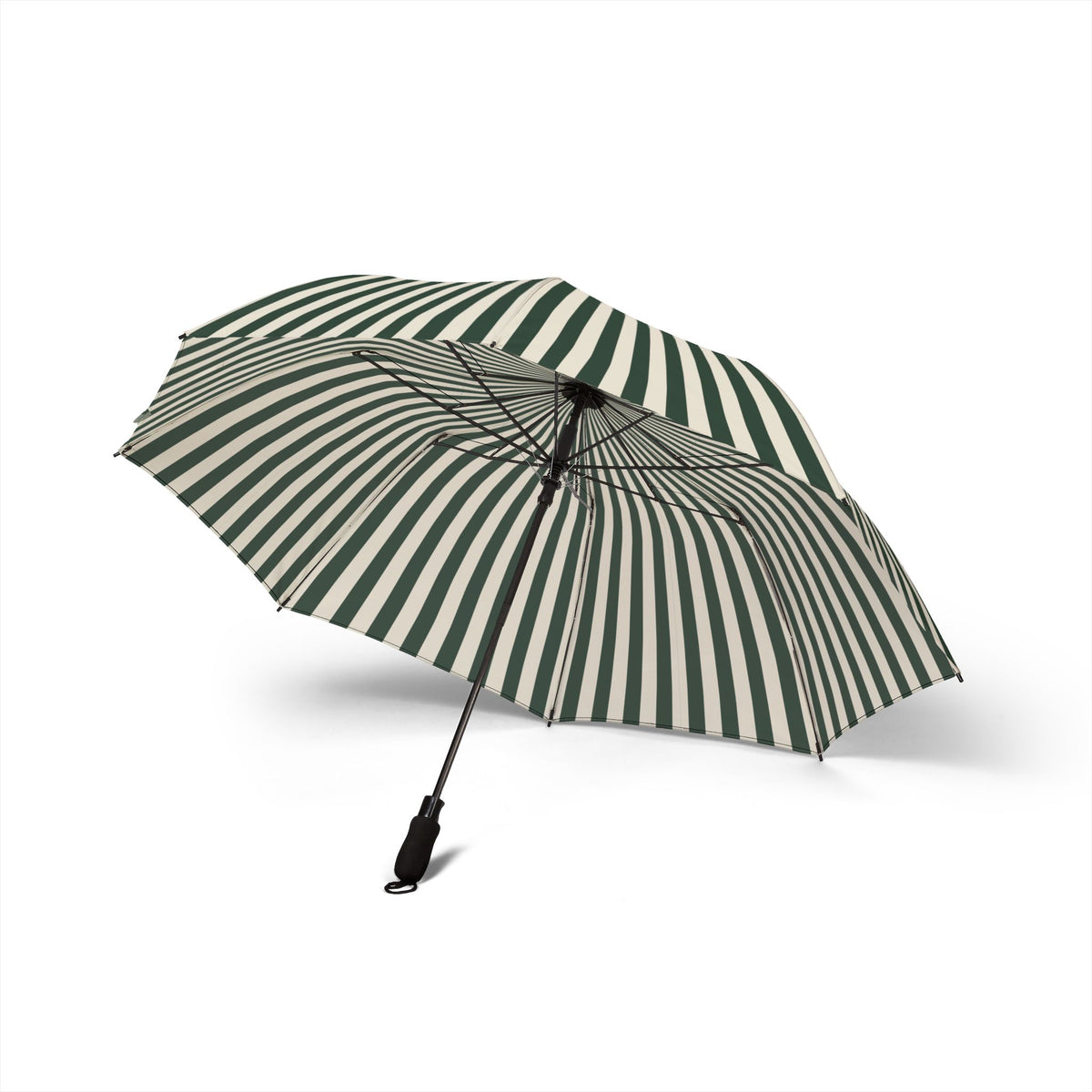 The Lancaster sunray stripe umbrella, underside with eight ribs