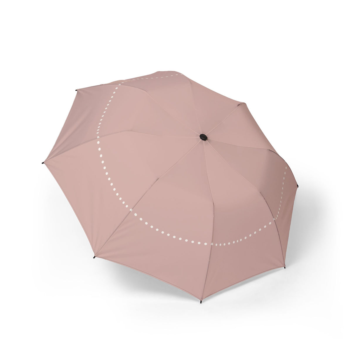 The Ashley blush pearl folding umbrella, open, seen from above