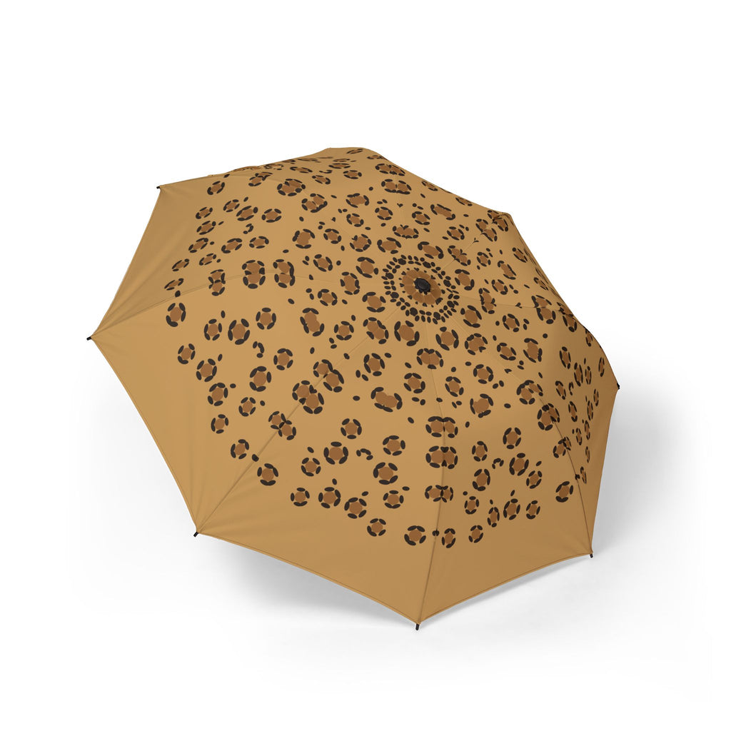 The Hohenstaufen leopard folding umbrella, open, seen from above