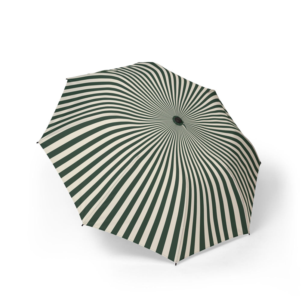 The Lancaster sunray stripe folding umbrella, open, seen from above