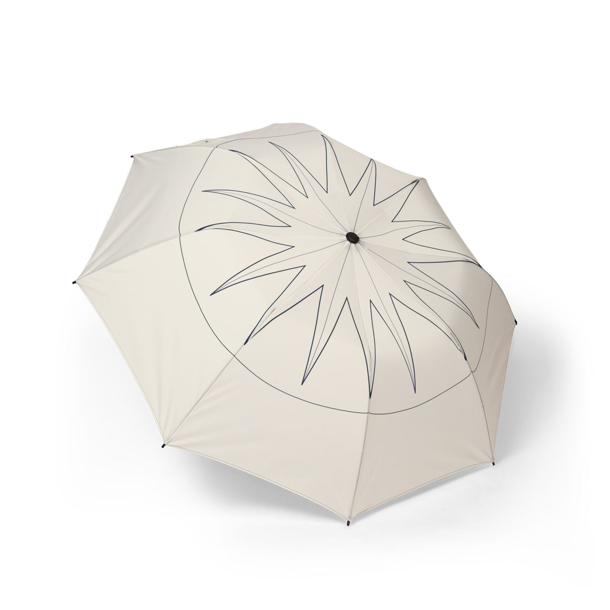 The Courtauld compass line folding umbrella, open, seen from above