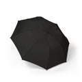 The Montmorency solid ink black folding umbrella, open, seen from above