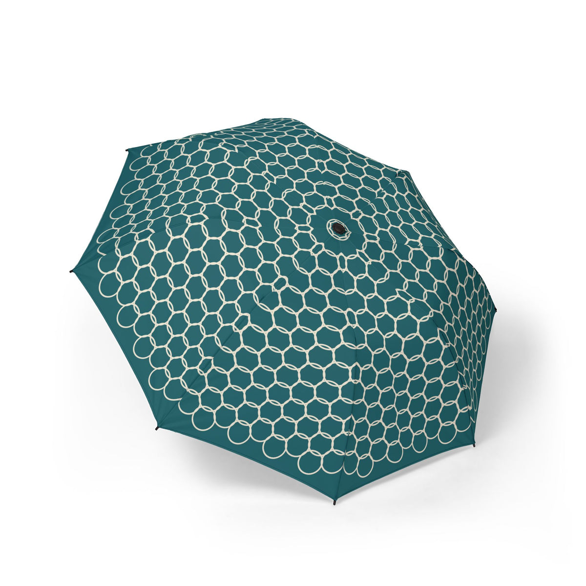 The Saadi Moroccan lattice folding umbrella, open, seen from above