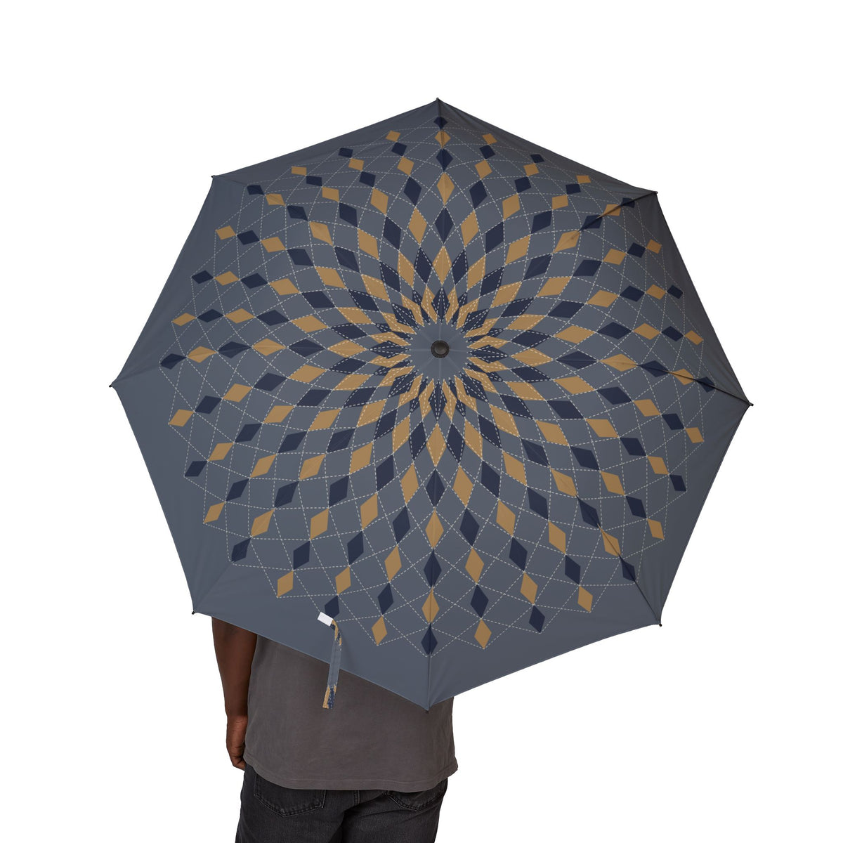 Person holding the Douglas argyle folding umbrella, canopy from above