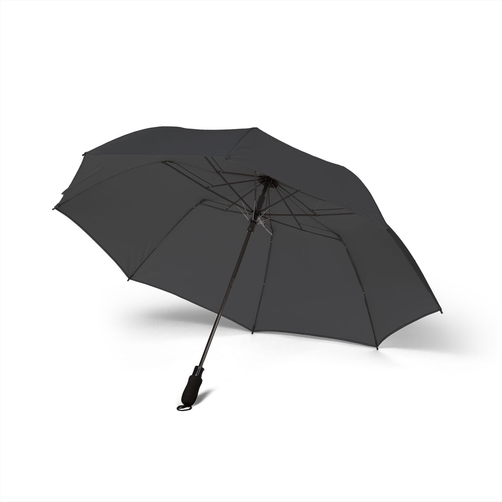 The Beaufort charcoal umbrella, underside with eight fibreglass ribs