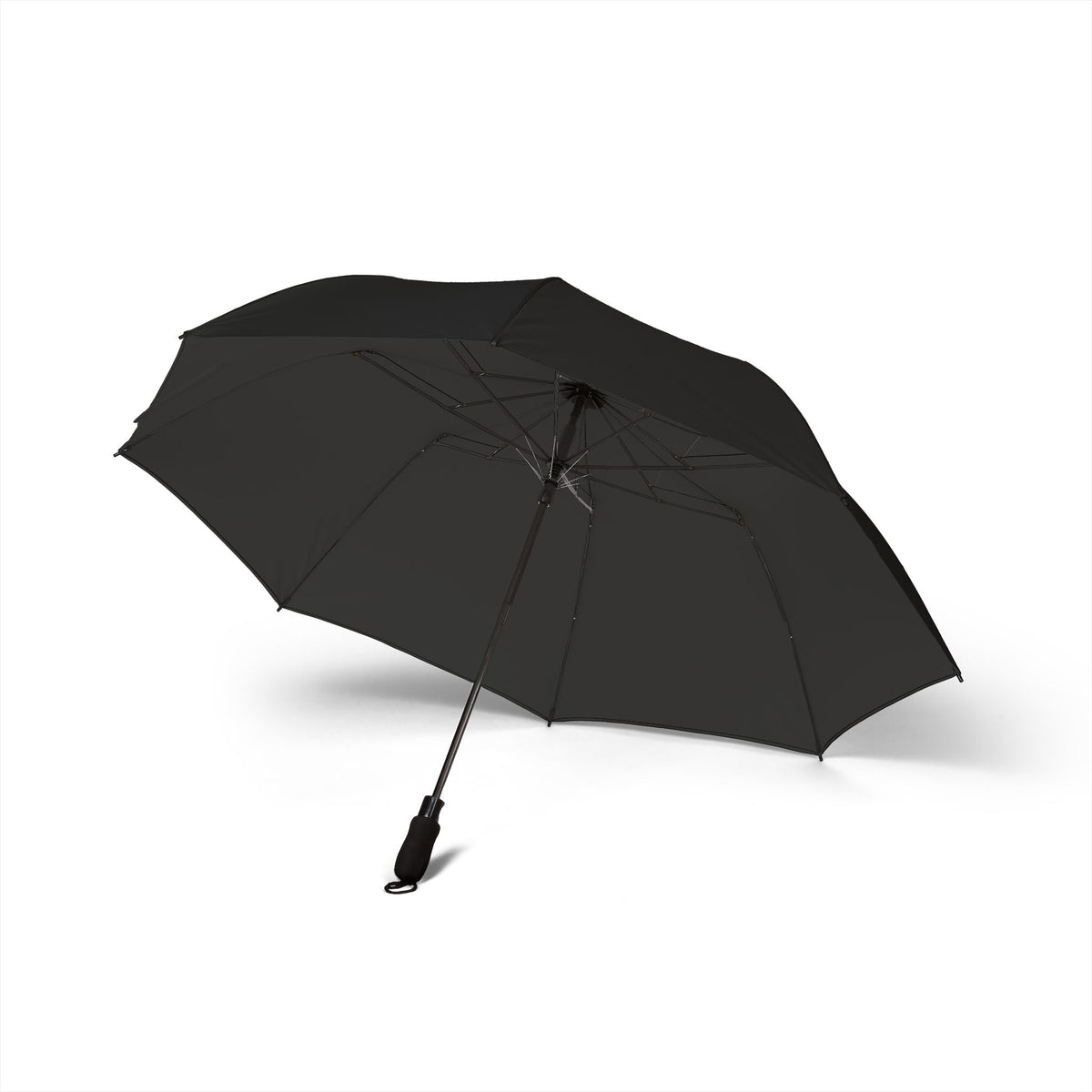 The Montmorency ink black umbrella, underside with eight fibreglass ribs