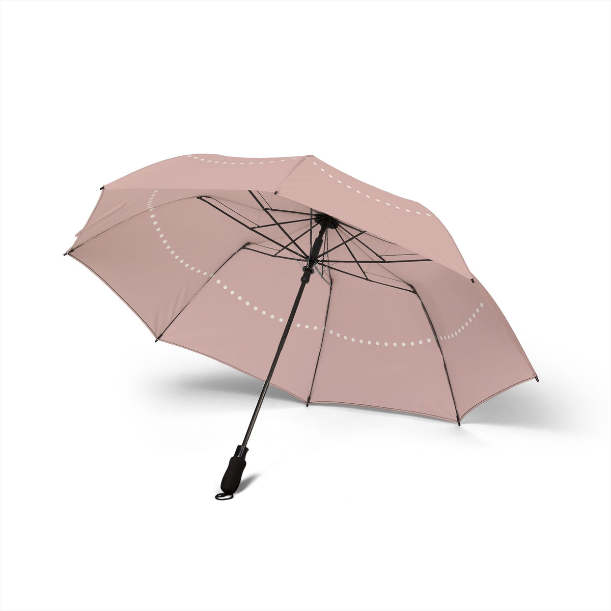 The Ashley blush pearl umbrella, underside with eight ribs