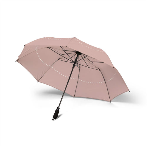 The Ashley blush pearl umbrella, underside with eight ribs