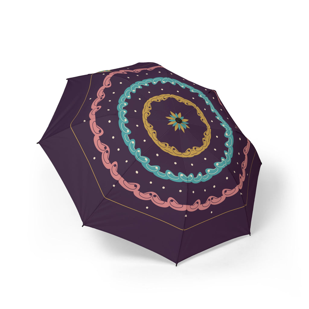 The Contarini paisley folding umbrella, open, seen from above