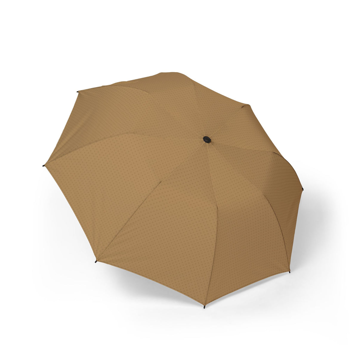 The Braganza camel tonal quatrefoil folding umbrella, open, seen from above