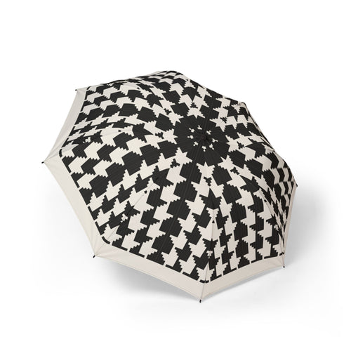 The Bernadotte houndstooth folding umbrella, open, seen from above